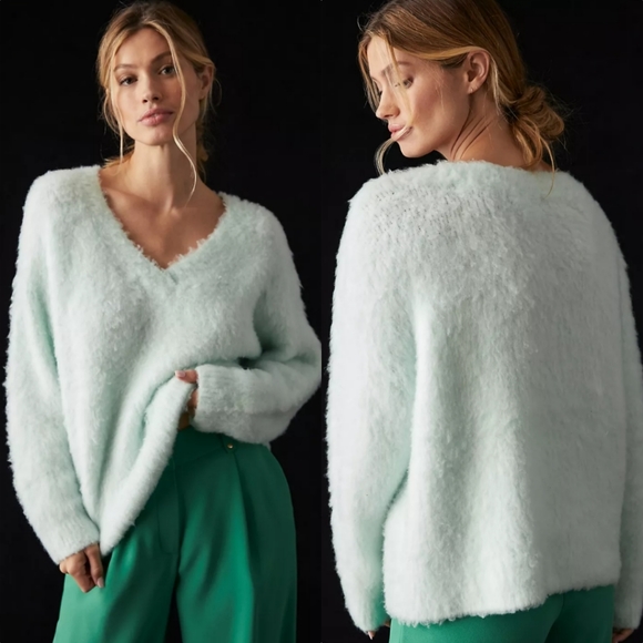 Anthropologie Maeve Plush V-neck Sweater - Picture 13 of 13